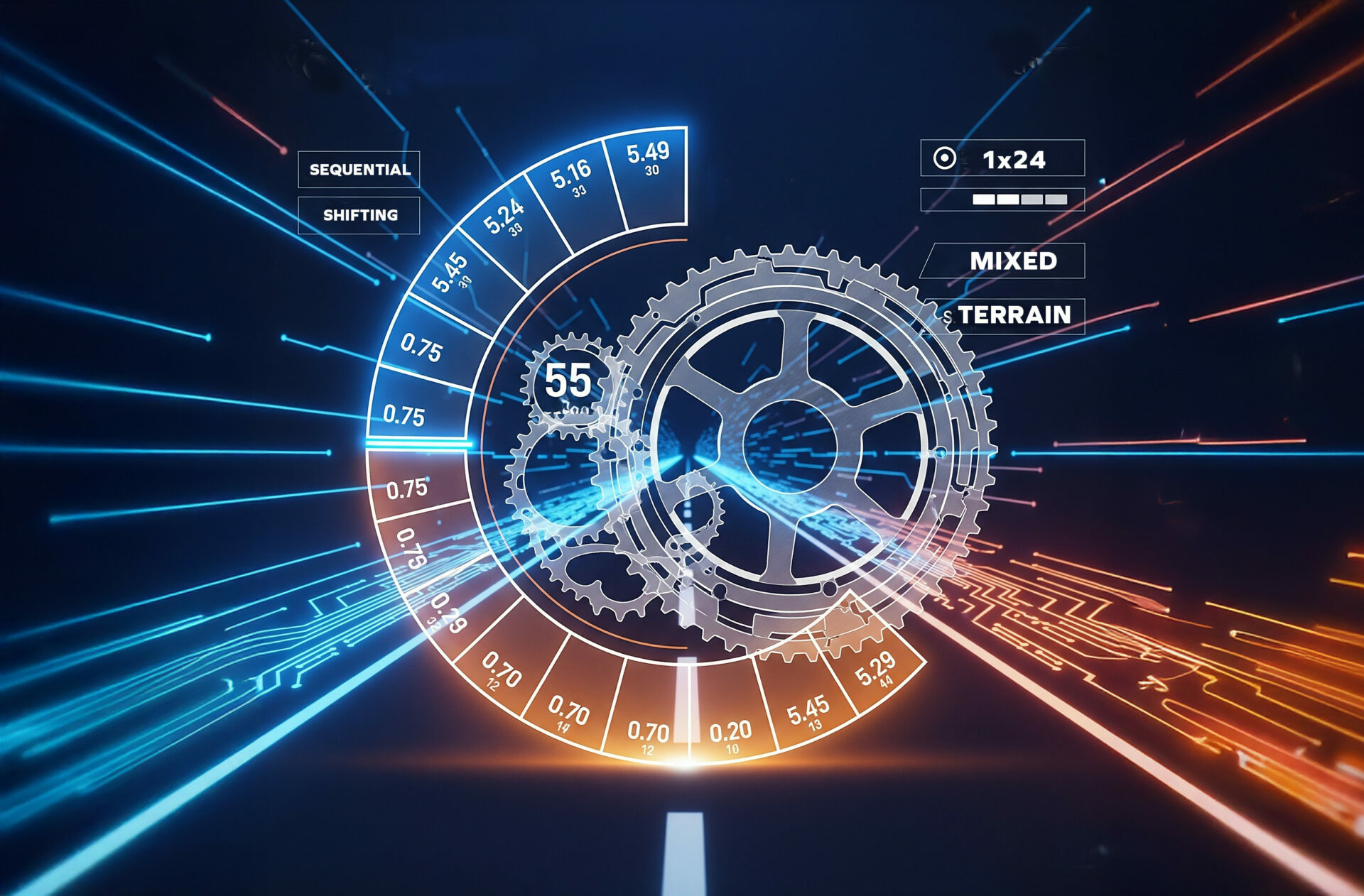 Zwift ride shifting gears 1x24